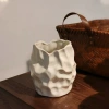 Creative cream-colored ceramic vase, flower arrangement, high-end hydroponic vase, container, earthenware jar, wabi-sabi style decorative item details Picture